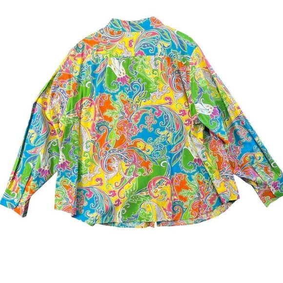 3x xxxl Lauren Ralph Lauren Multi Color Paisley Pattern Button Down Shirt cotton - Picture 8 of 16